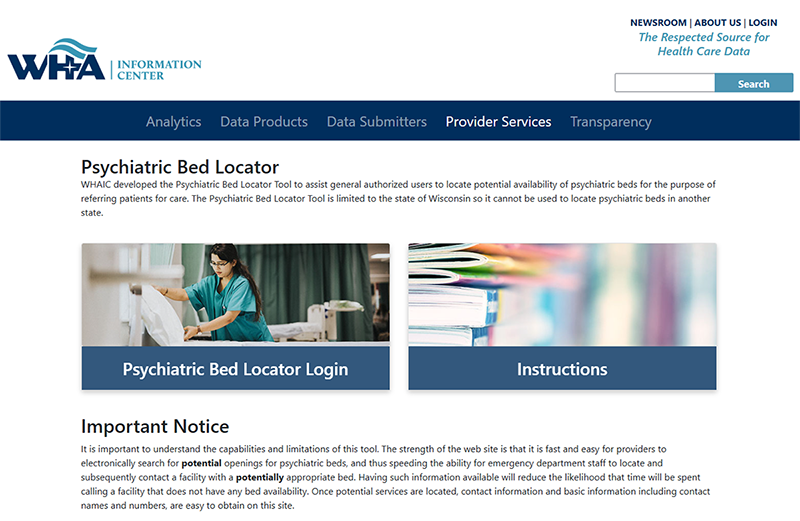Psychiatric bed locator