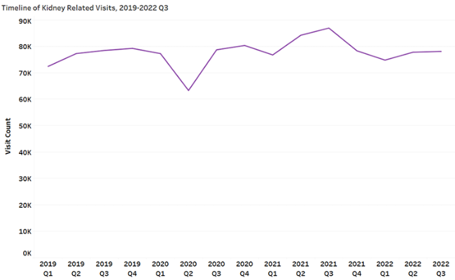 Timeline of kidney-related visits